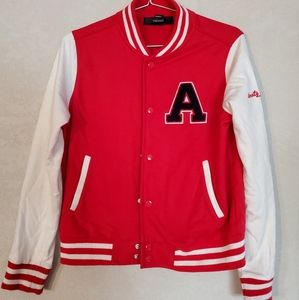 Forever 21 Women's Cropped Red Letterman Varsity Jacket (M)